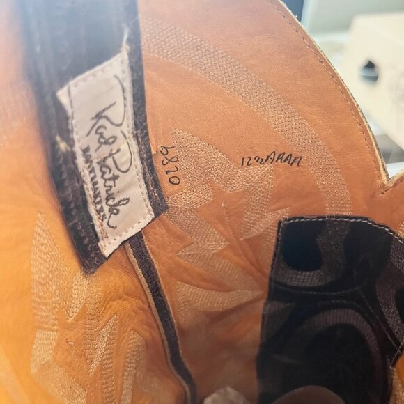 Rod Patrick Mens Cowboy Boots 12.5AAAA Perro Loco Brown Western Leather Soles - Picture 10 of 13